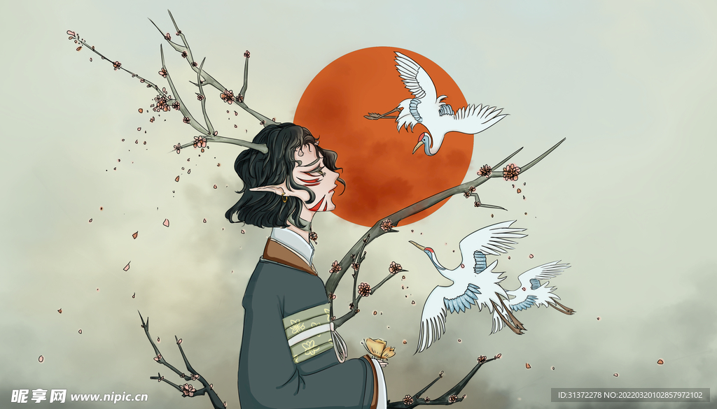 仙鹤海报背景图片 