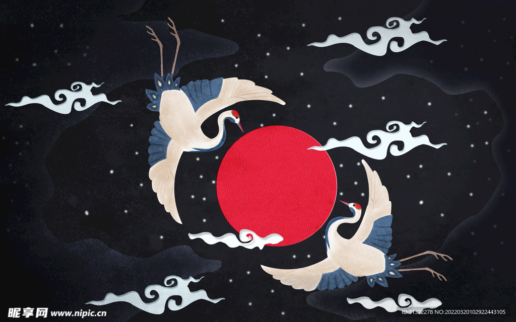 仙鹤海报背景图片 