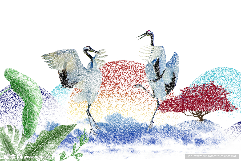 仙鹤海报背景图片 