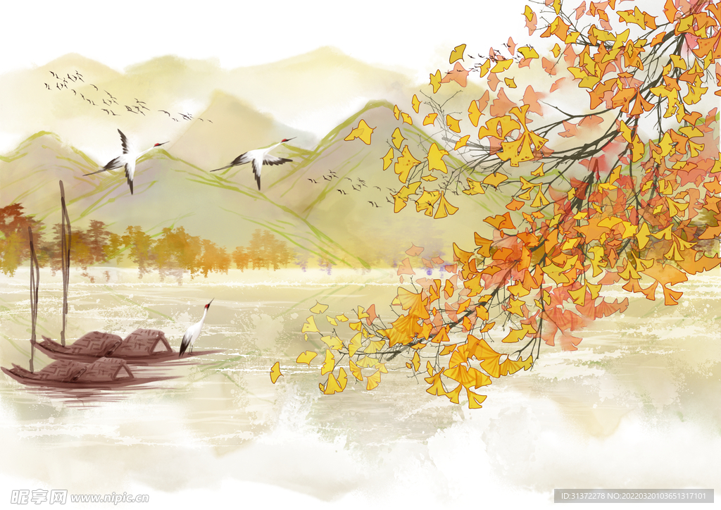  仙鹤海报背景图片 