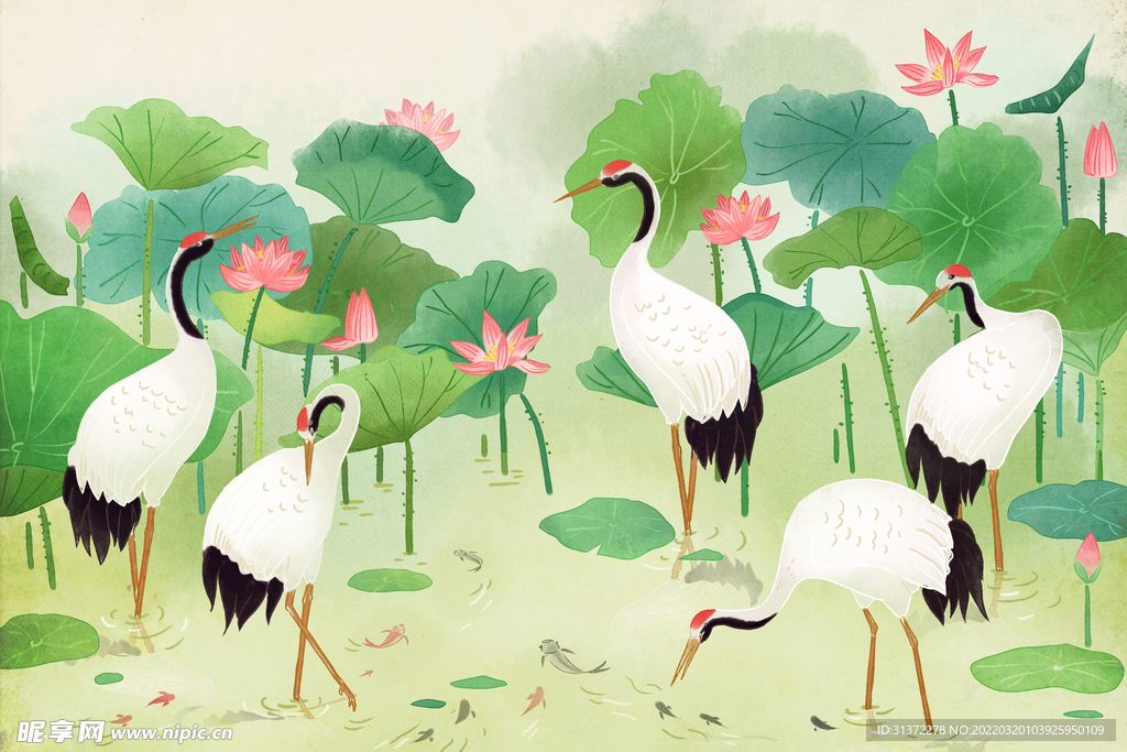 仙鹤海报背景图片 