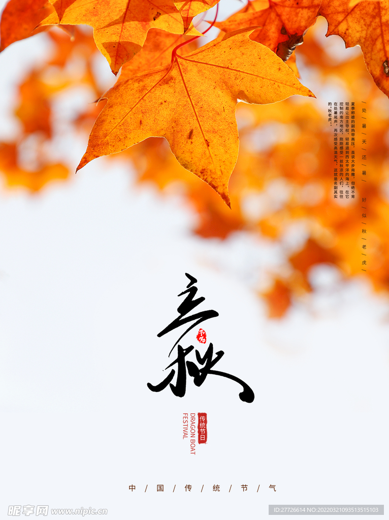枫叶主题立秋时节海报设计PSD