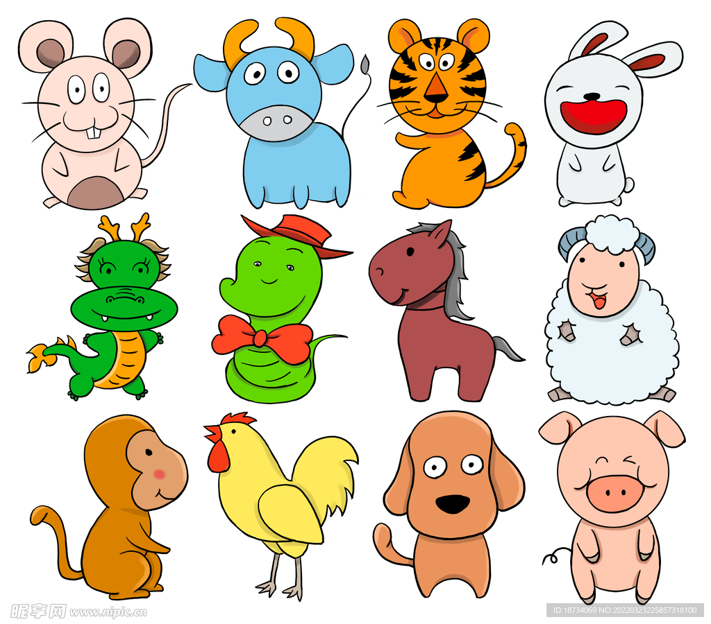 十二生肖手绘图