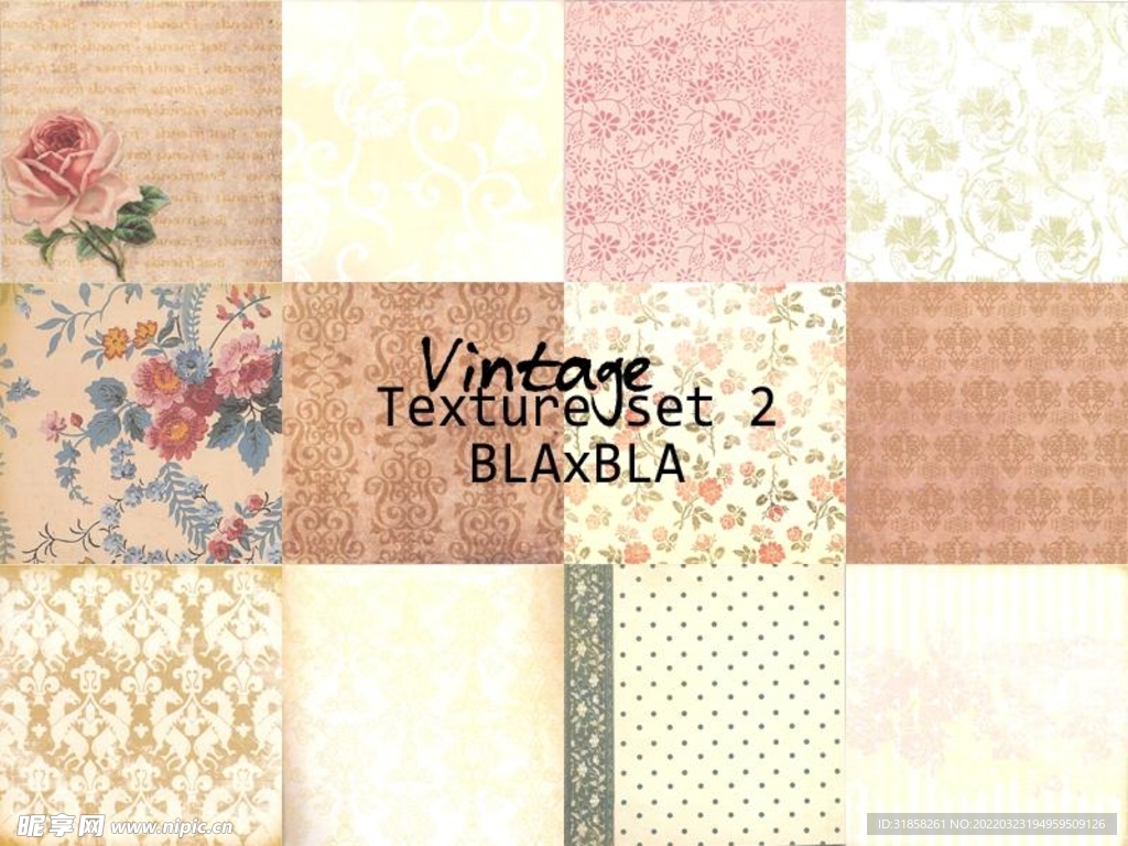 复古欧式小碎花质感纹理贴图素材