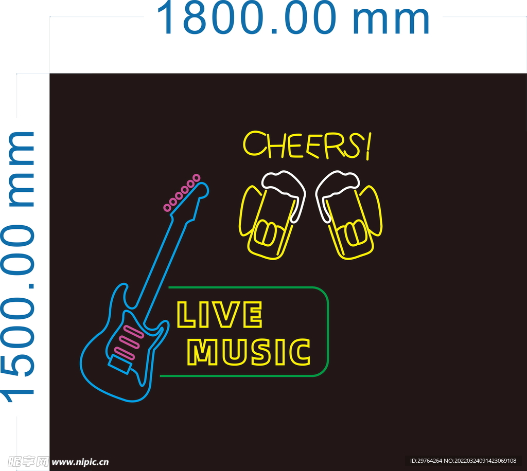 吉他摇滚霓虹灯夜店