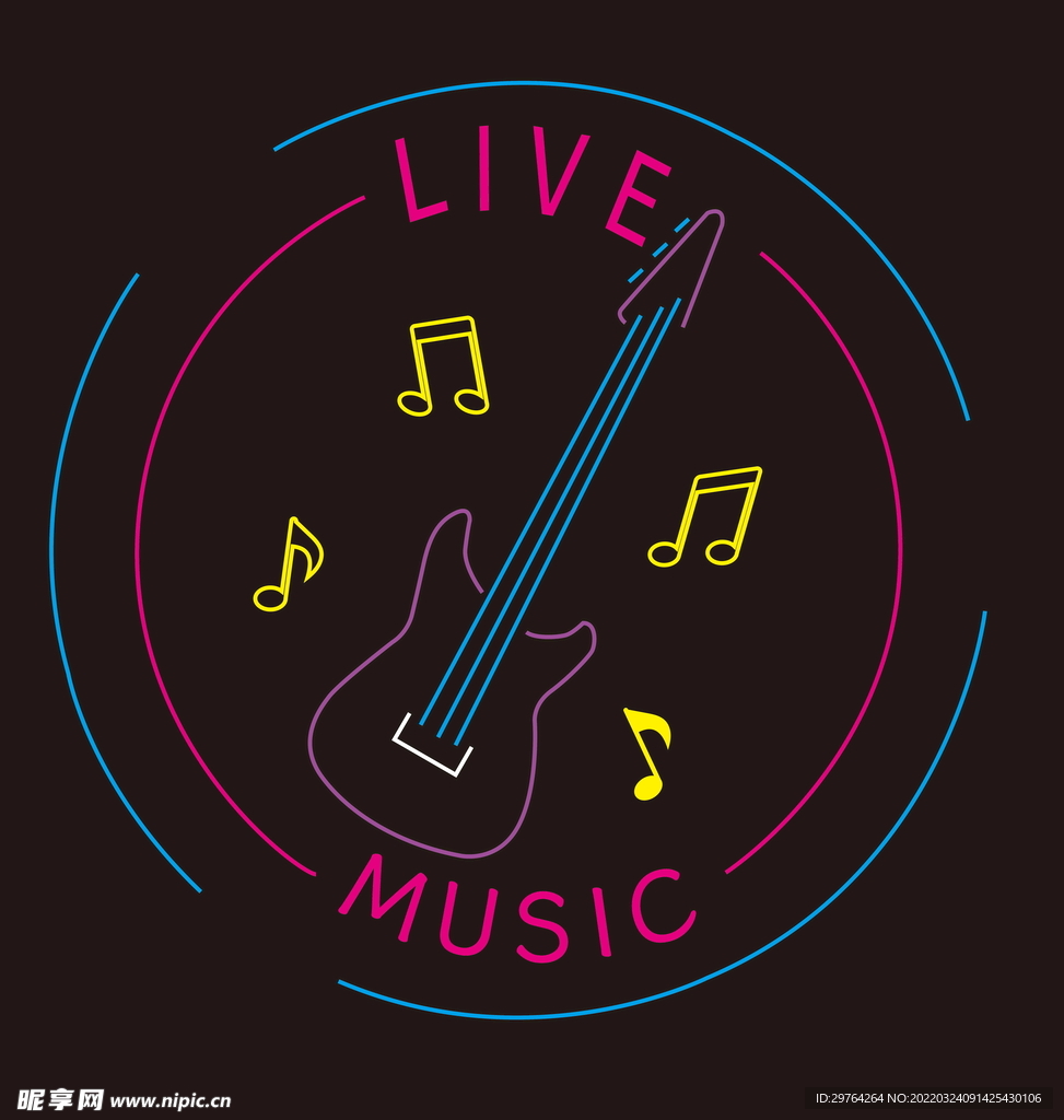 吉他摇滚霓虹灯