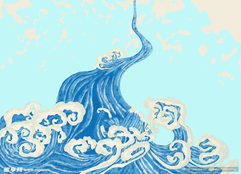 海浪潮汐素材分层免扣翻涌