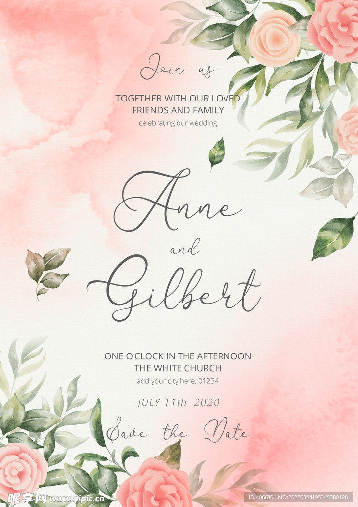 婚礼海报婚礼请帖花店广告花朵