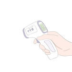 疫情防控测温手持额温枪手绘元素