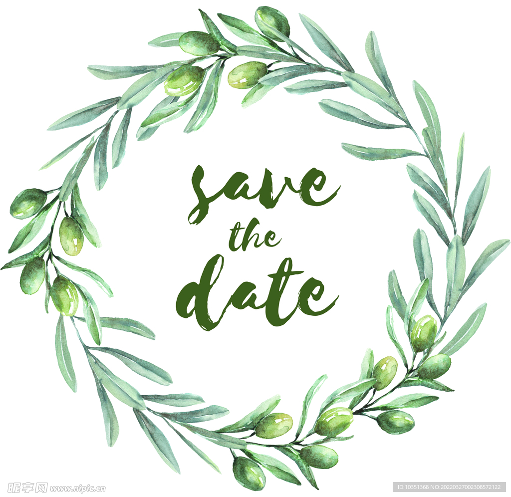 水彩花卉花环贺卡