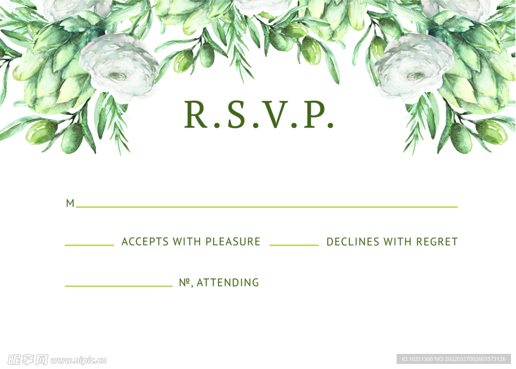 水彩花卉花环贺卡