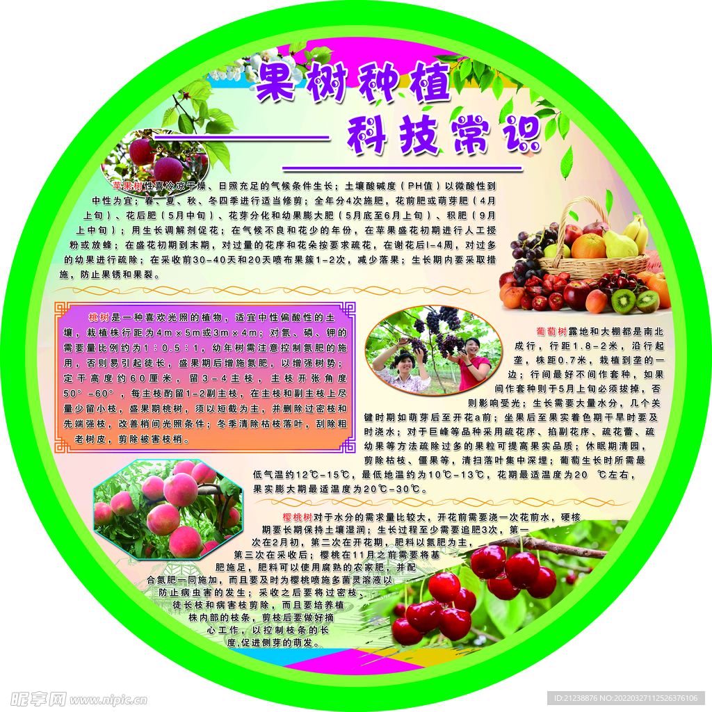 果树种植科技常识展板圆形 