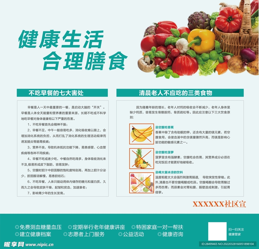 健康生活 合理膳食展板