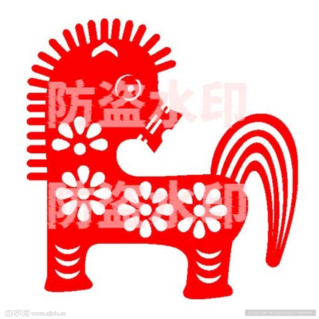 马年剪纸窗花矢量超精细