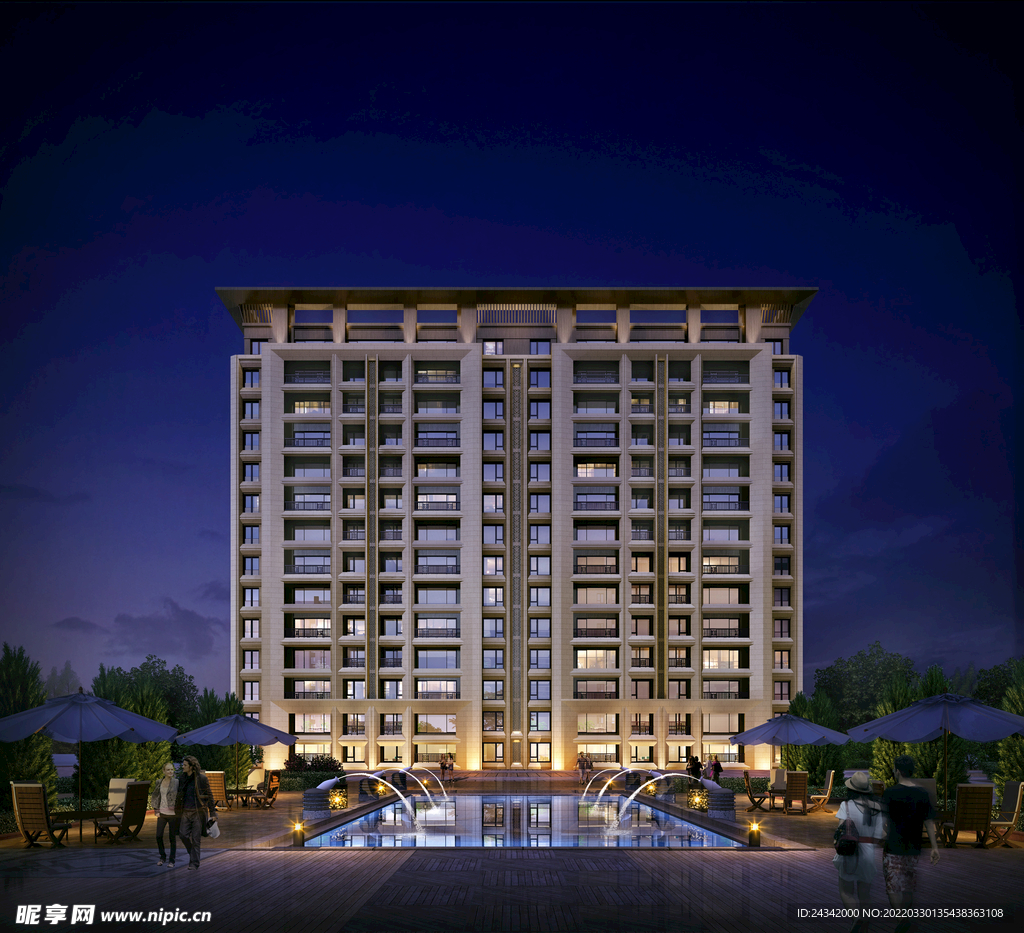 建筑设计夜景效果图