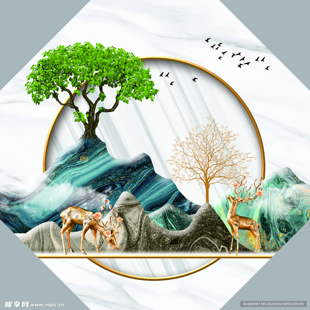 新中式山水 背景墙