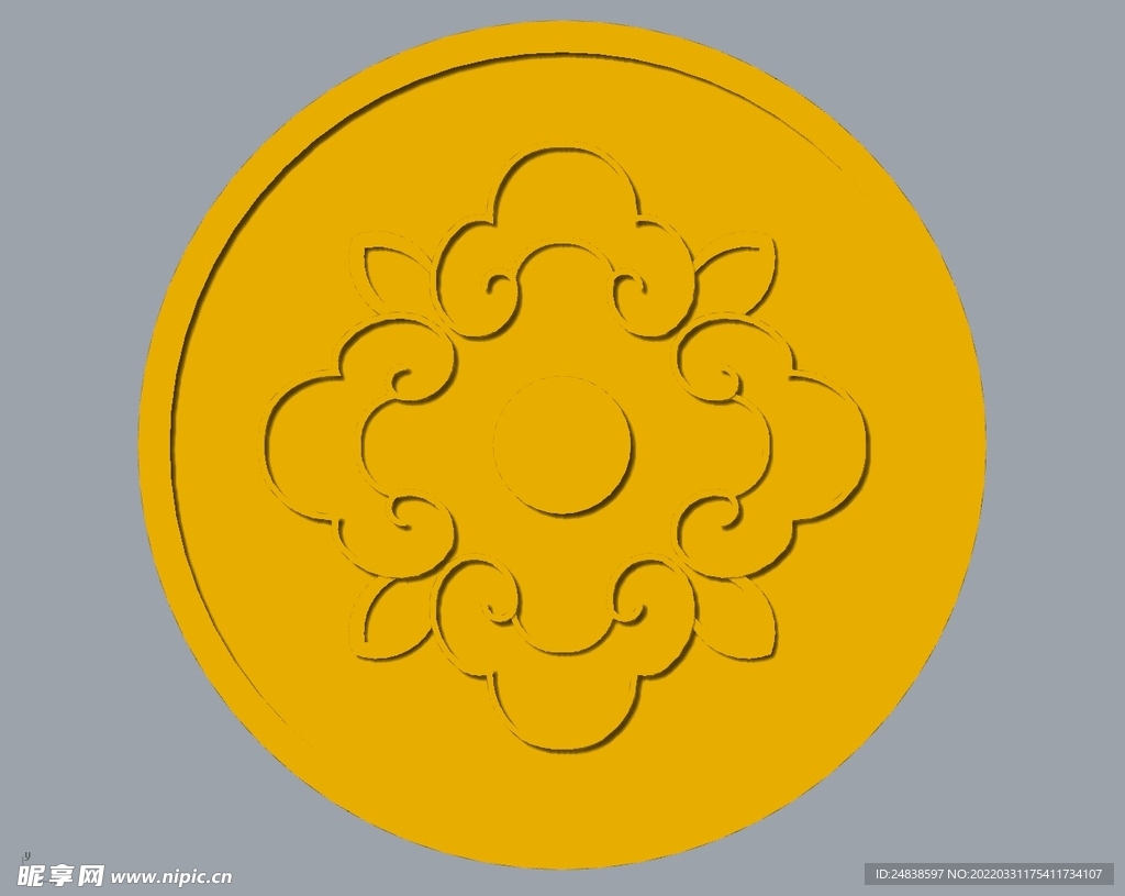 CAD浮雕装饰花3D模型 