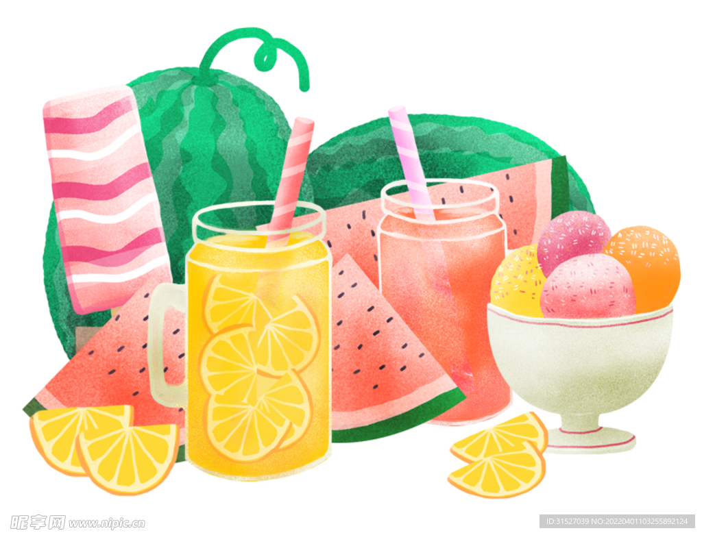 盛夏解暑西瓜果汁素材