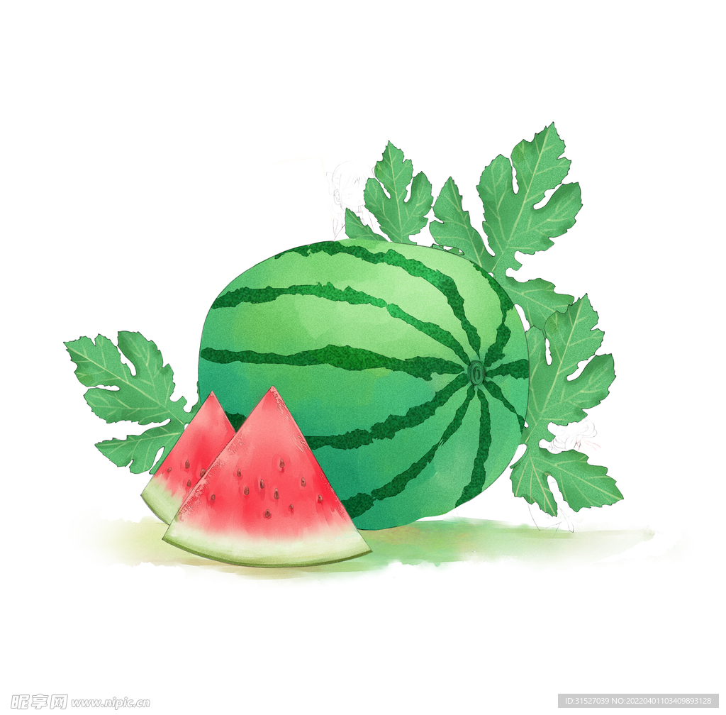 夏日解暑西瓜手绘