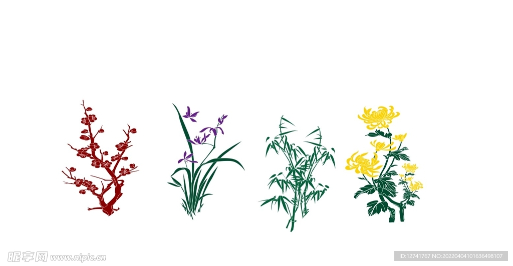 梅兰竹菊矢量图