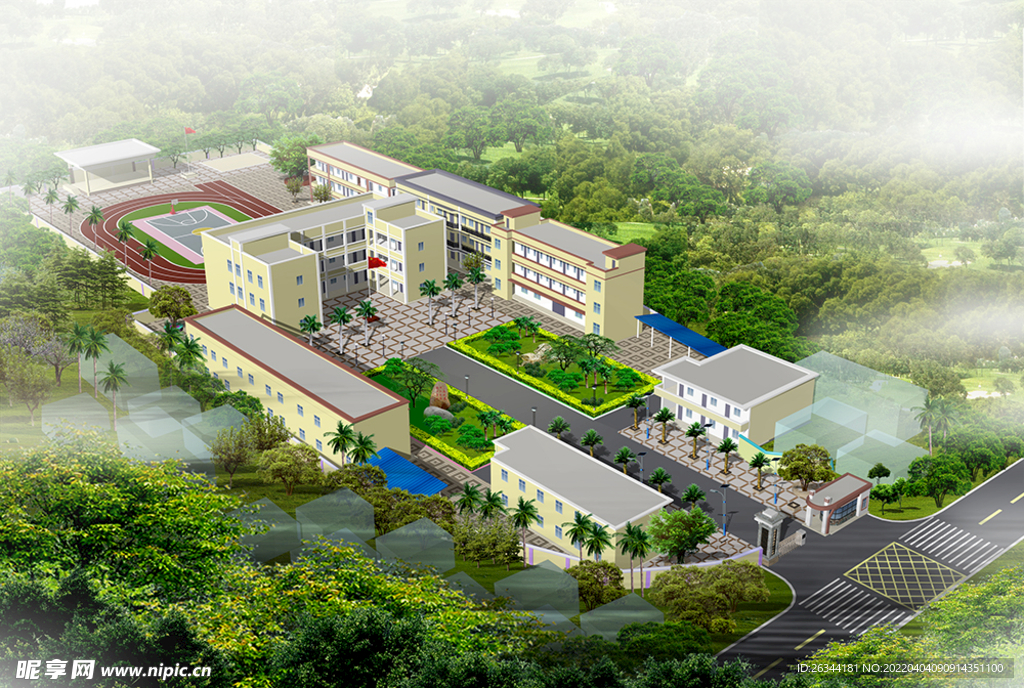 乡镇校园规划鸟瞰图