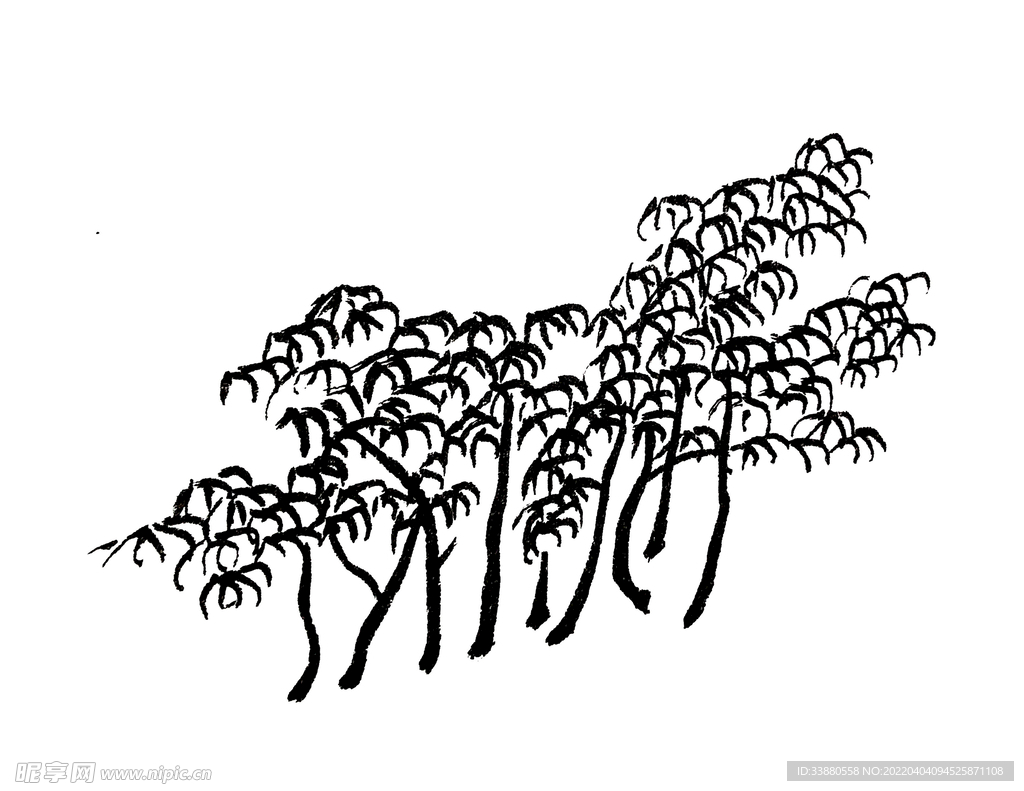 手绘冬季树林素材