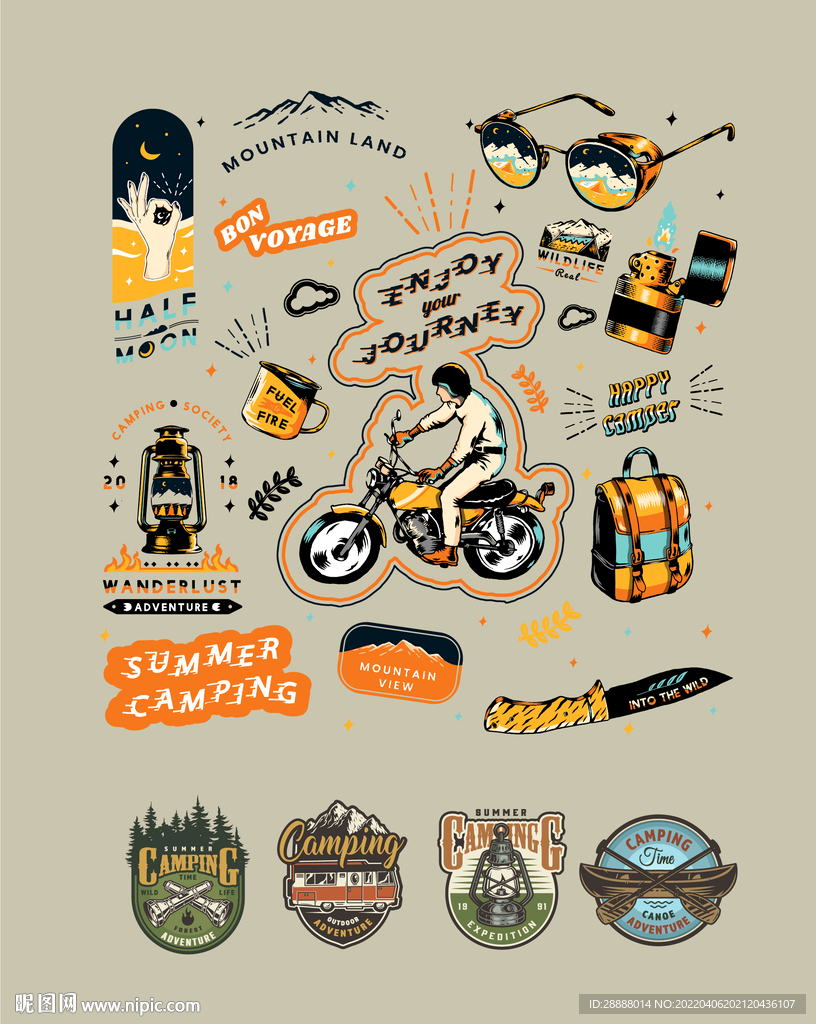 户外徒步探险贴纸