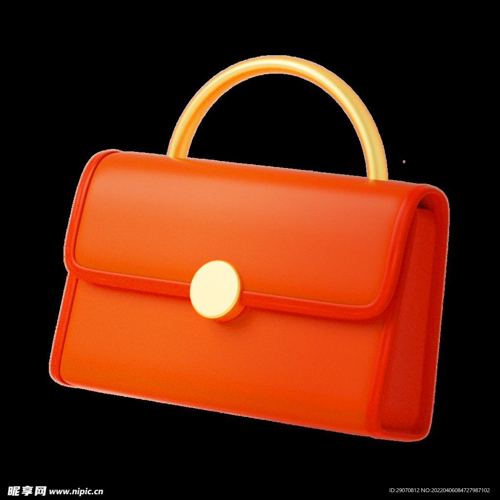 橙色3D时尚女包