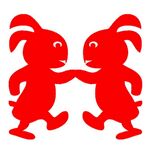 兔子剪纸窗花手工课素材矢量