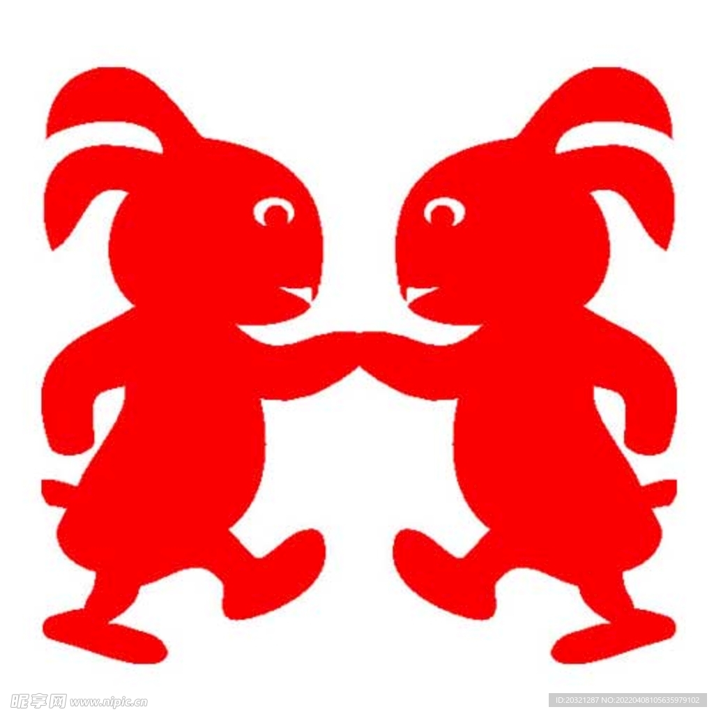 兔子剪纸窗花手工课素材矢量