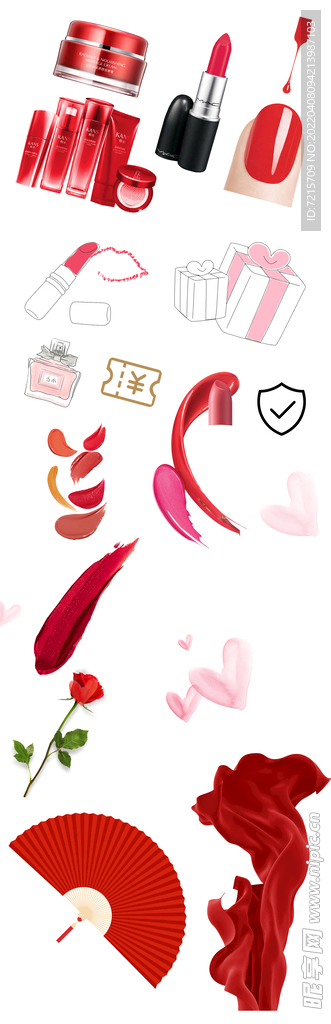 化妆品红色设计素材 PNG文件