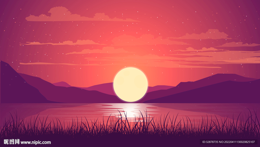 日落日出矢量背景