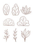手绘卡通植物线稿元素