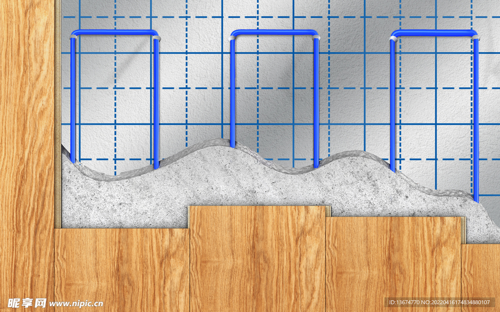 电热地暖木地板型铺设效果图
