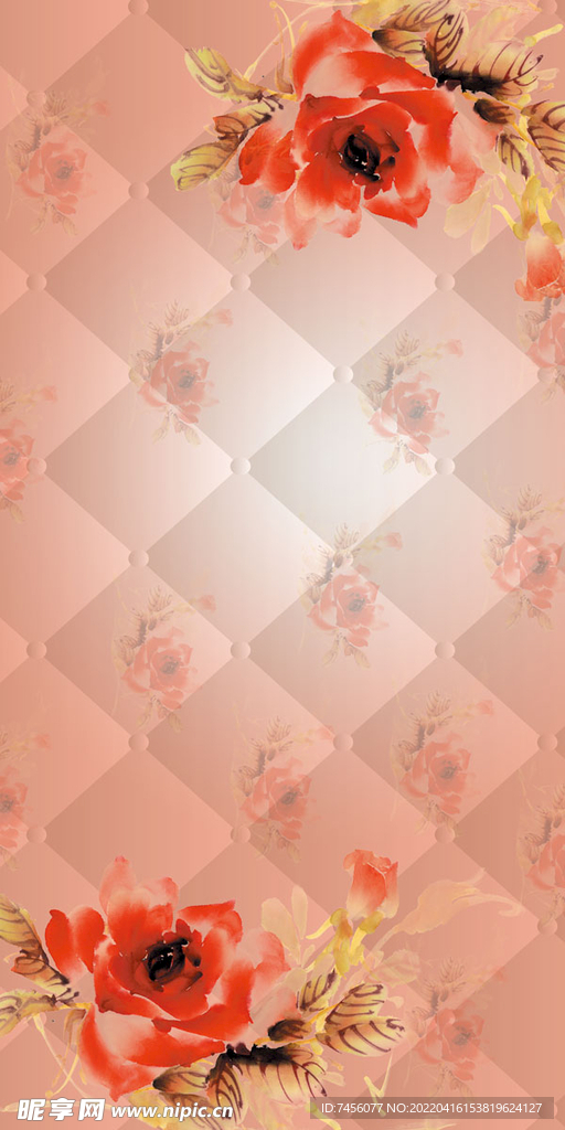 水墨花卉软包玄关过道