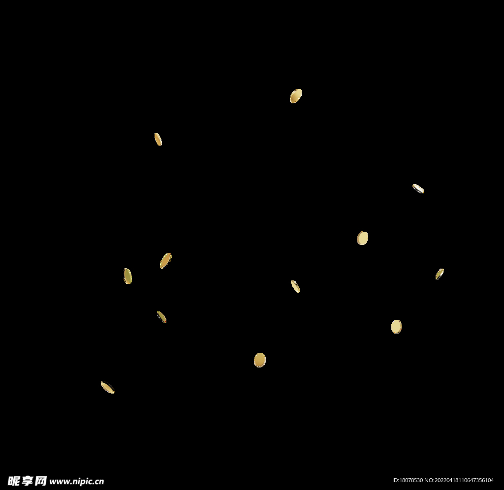 金色圆片漂浮物大促电商素材