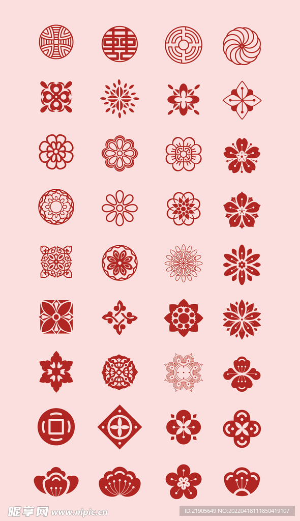 传统古风团花图案