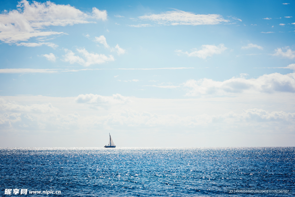 水平线蓝天大海
