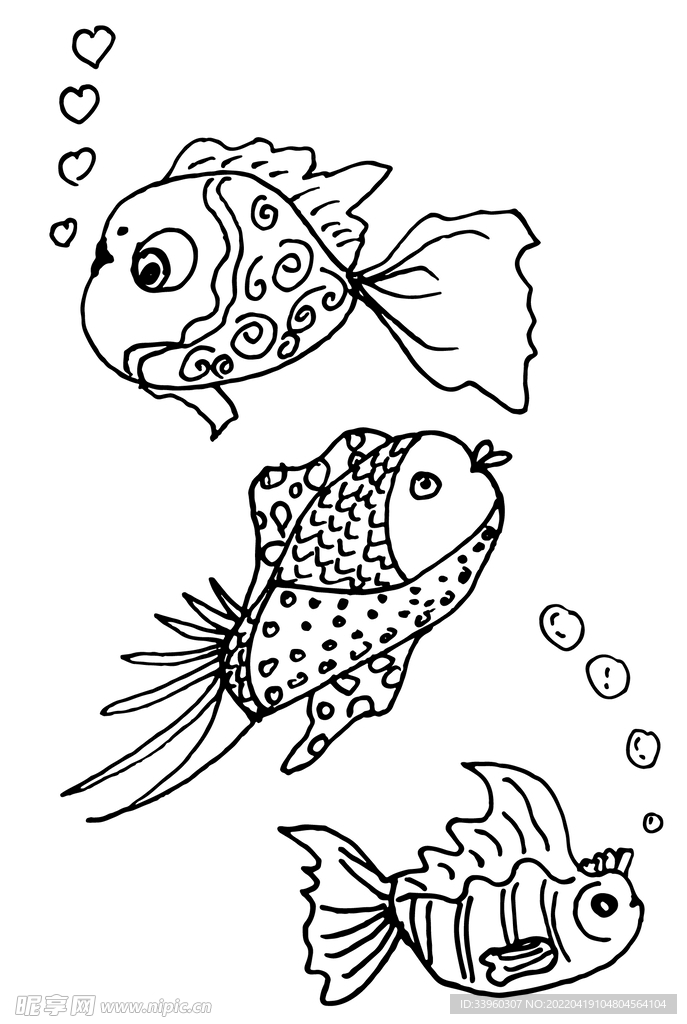 手绘鱼素材矢量图