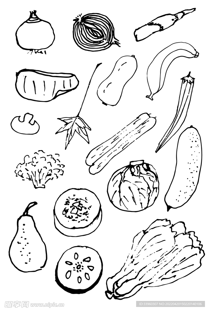 手绘食物简笔画矢量插图