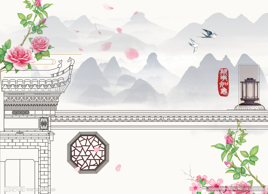 中国风 鱼缸背景