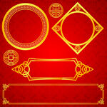 手绘古典元素装饰边框种式中国风