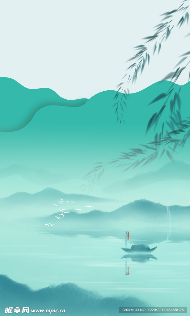 山水画水墨中国风