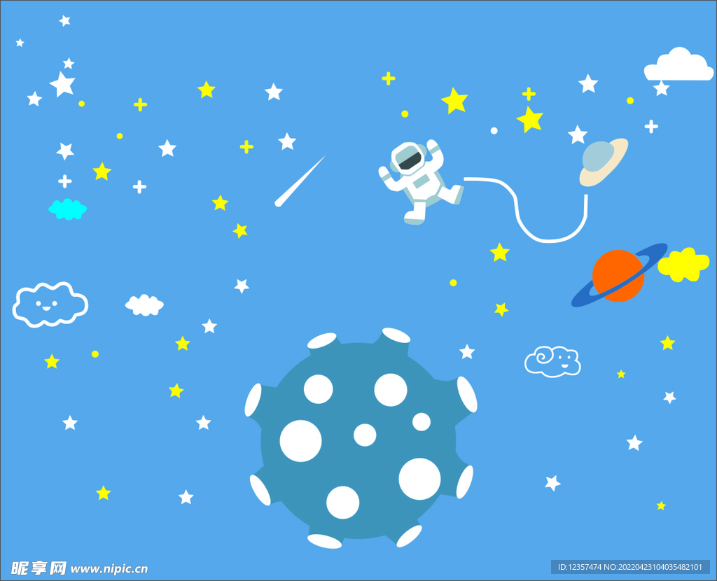 儿童房背景墙 太空