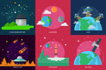 扁平化卡通太空