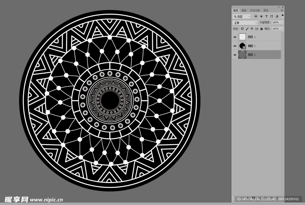 几何花纹圆形地毯印花
