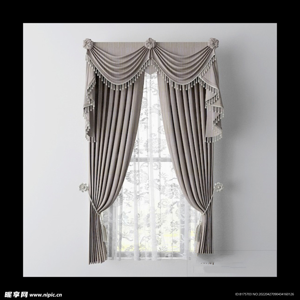 现代窗帘模型