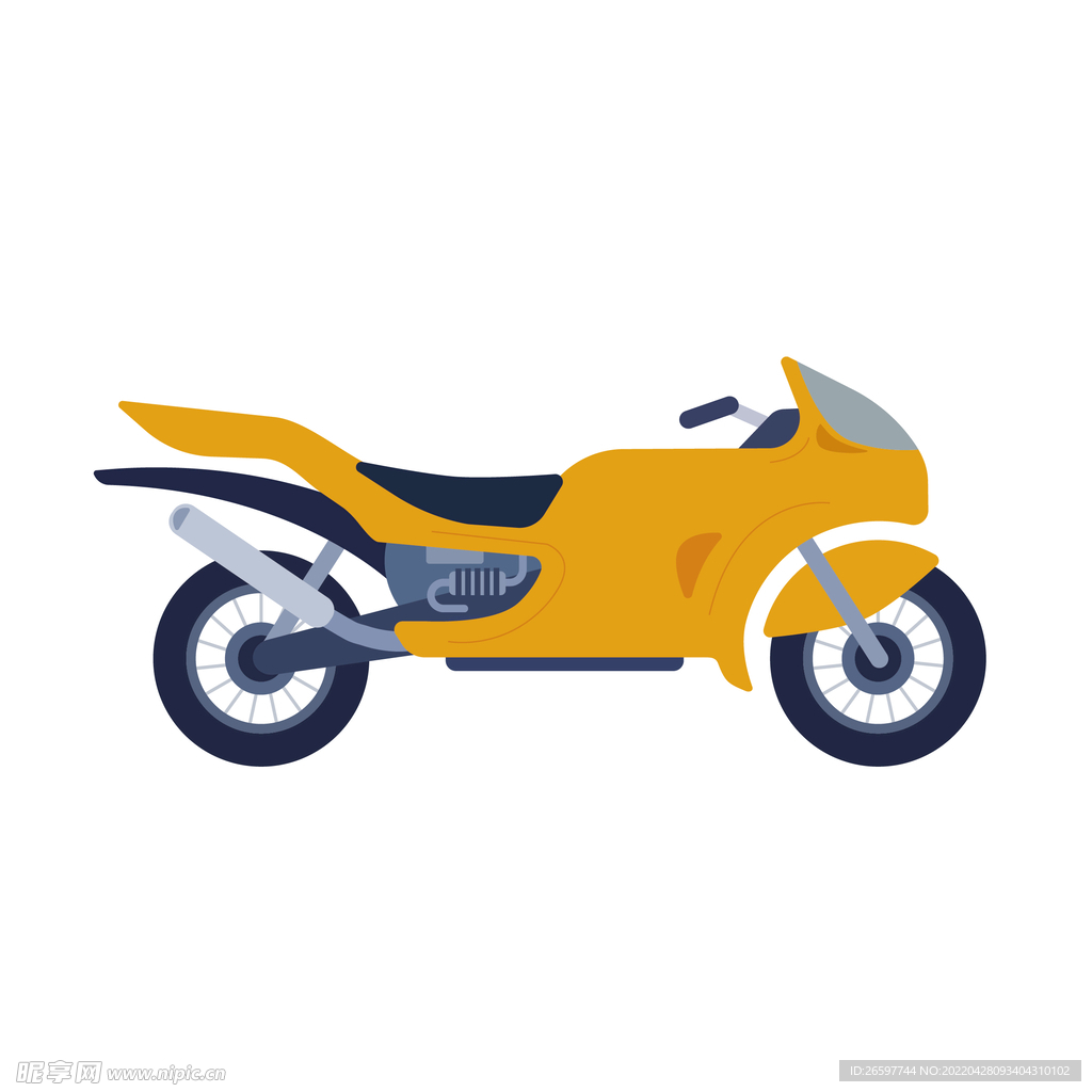 酷炫矢量手绘摩托车