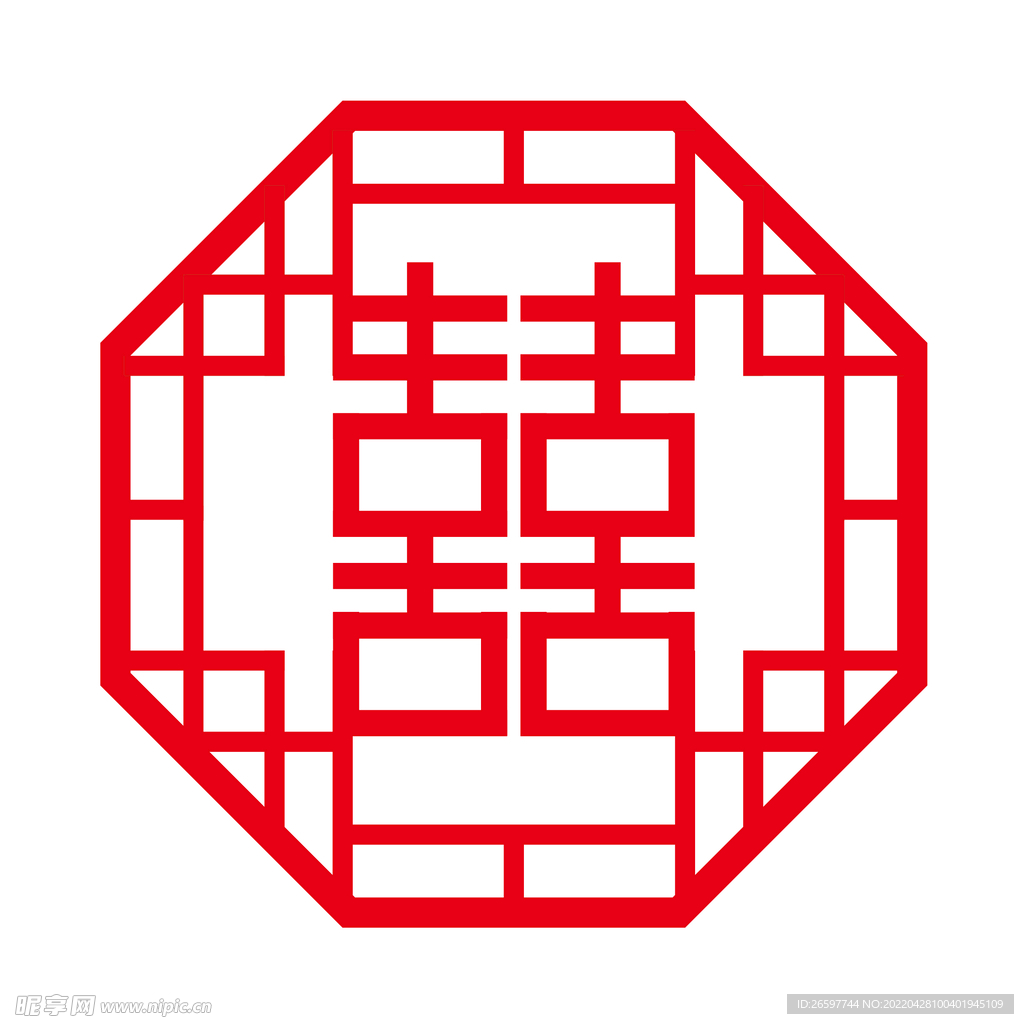 红色喜庆双喜贴花