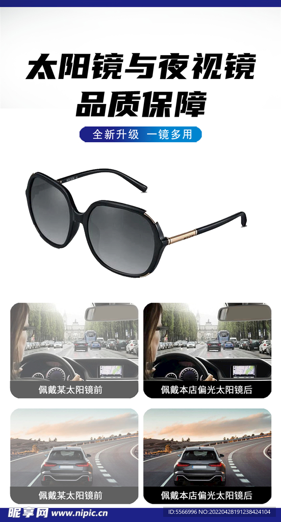 太阳眼镜 开车对比图